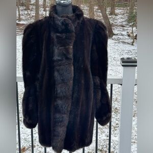 Elegant Brown Mink 3/4 Fur Jacket Size Medium